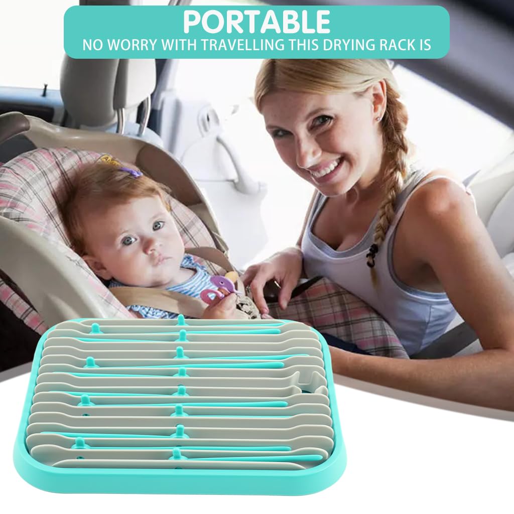 SNOWIE SOFT Baby Bottle Drying Rack for 10 Bottles with Adjustable Racks and PP Tray | 30.3×20.4×3.5 cm Space-Saving Design