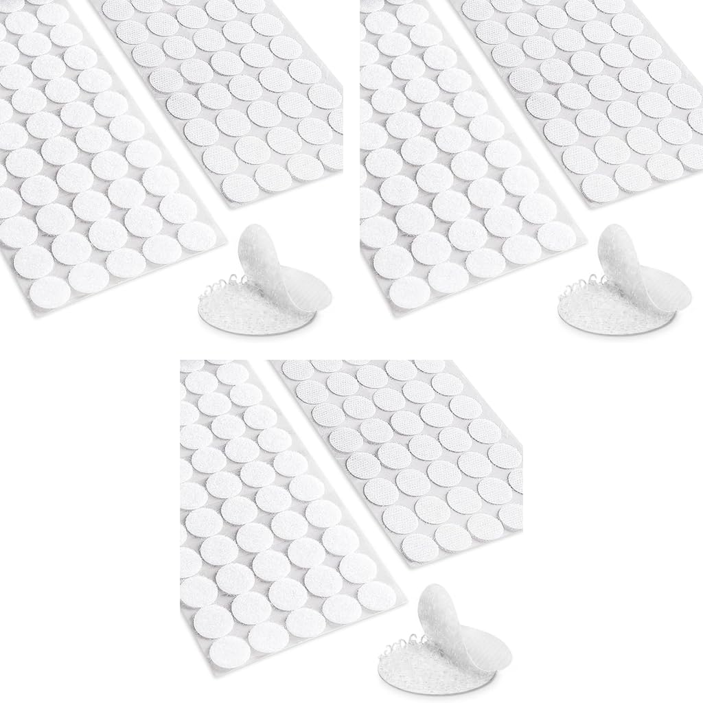 ZIBUYU Hook and Loop Dots for Classroom, Office and Home with Strong Adhesive | 300 Sets 2cm White Circles