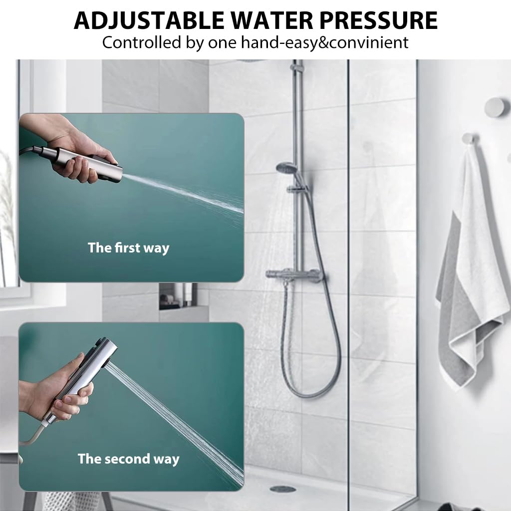 ZIBUYU® Spray Head Pressurized Handheld Sprinkler for Toilet Bidet Sprayer 2 in 1 Switchable Spray Modes Universal Sprinkler for G1/2 Pipe, Water Sprayer, Extender Pipe, Spray Head Only