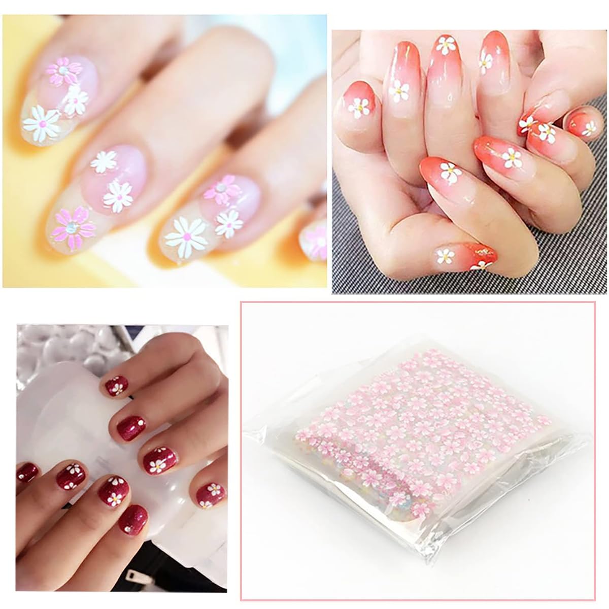 MAYCREATE Flower Nail Art Stickers for Easy Peel and Stick Application | 30 Sheets 3D Self Adhesive Floral Decals