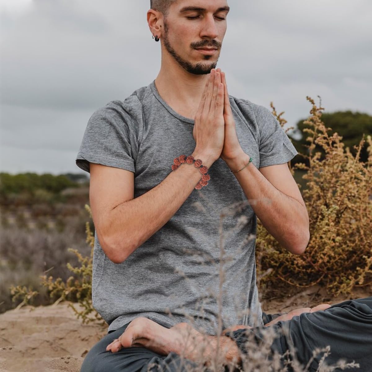 Venzina Rudraksha Bracelet for Meditation and Yoga with 18mm 5 Mukhi Beads | Spiritual Gift