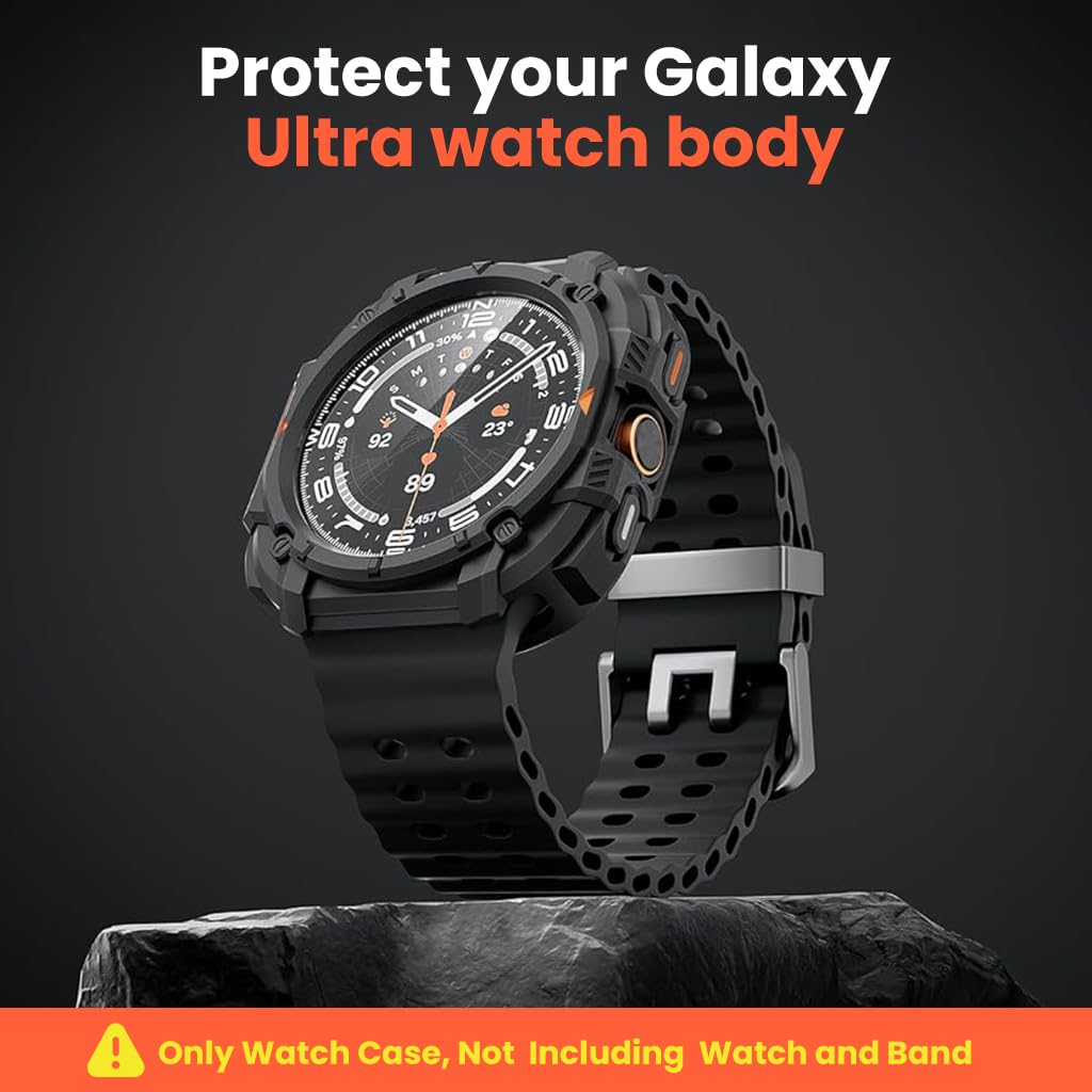 ZORBES Galaxy Watch Ultra 47mm Case for Samsung with Snap-On TPU Edge Guard | Black