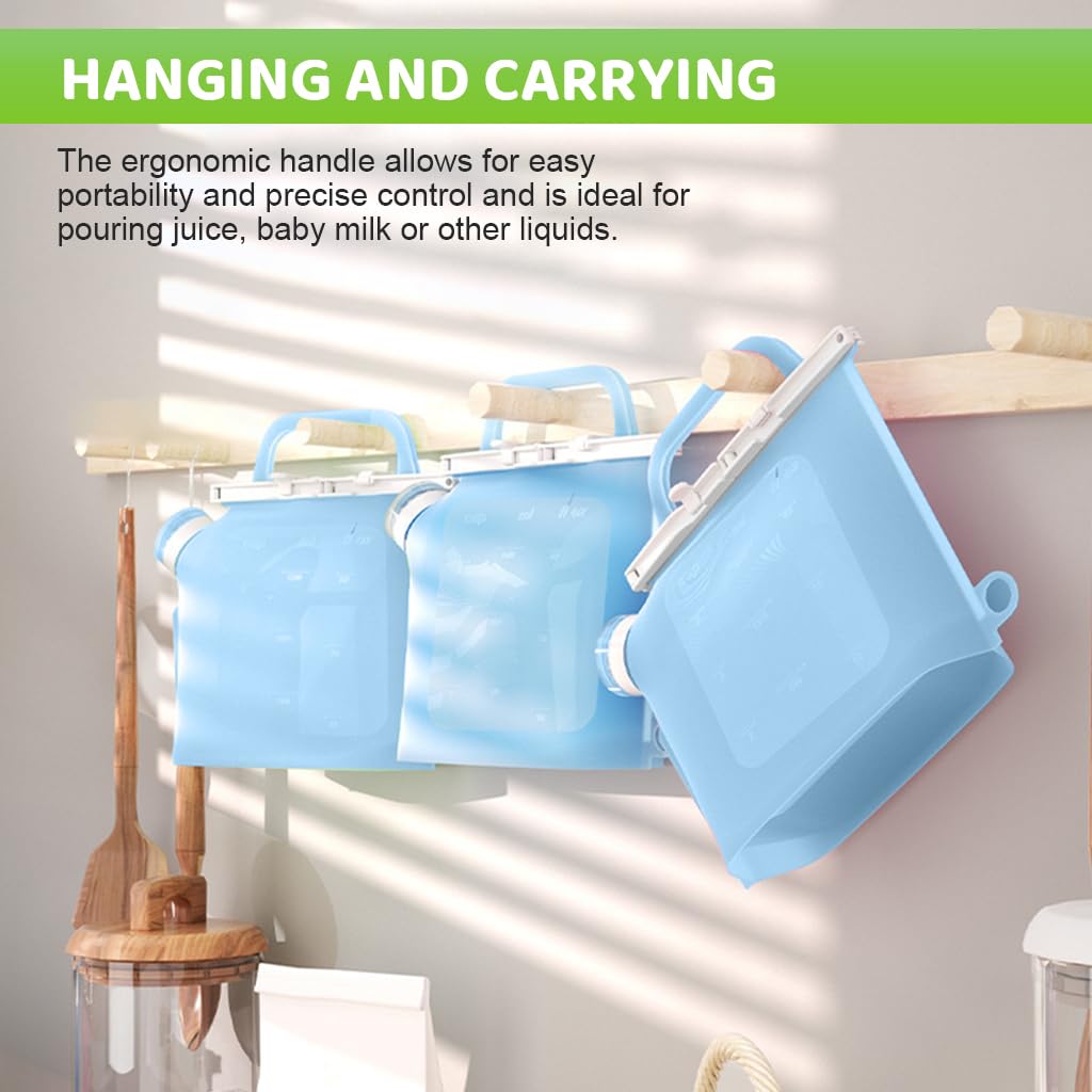 ZIBUYU Silicone Food Storage Container 1500ml for Kitchen Use with Wide Pour Nozzle & Handle | BPA-Free Leak-Proof Freezer Bag