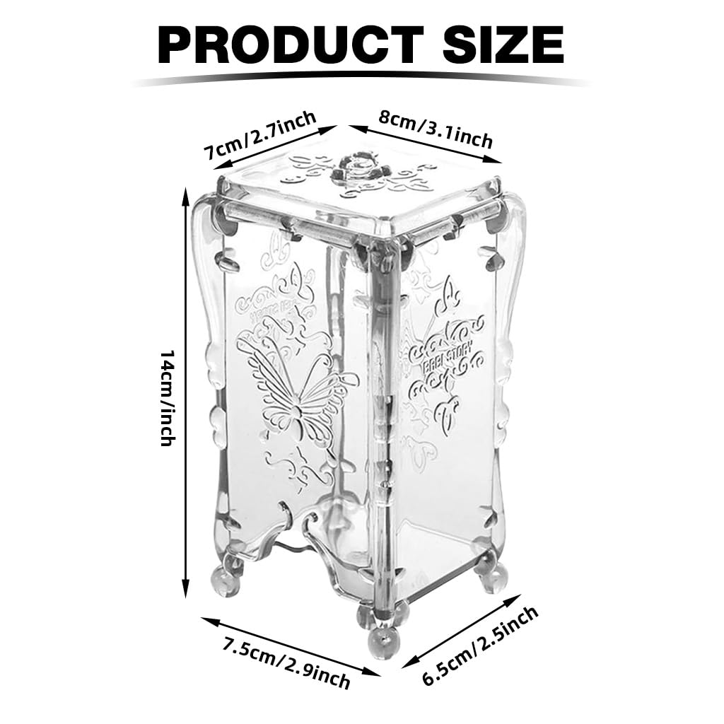 MAYCREATE Makeup Cotton Pads Dispenser for Vanity Organization with Clear Acrylic Design | Butterfly Embossed Holder