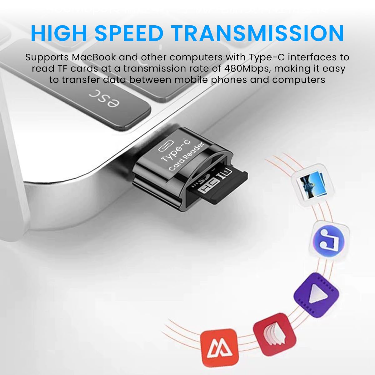 Zeitel TF Card Reader for Type C Devices with 480 Mbps Data Transfer | Portable OTG Memory Reader