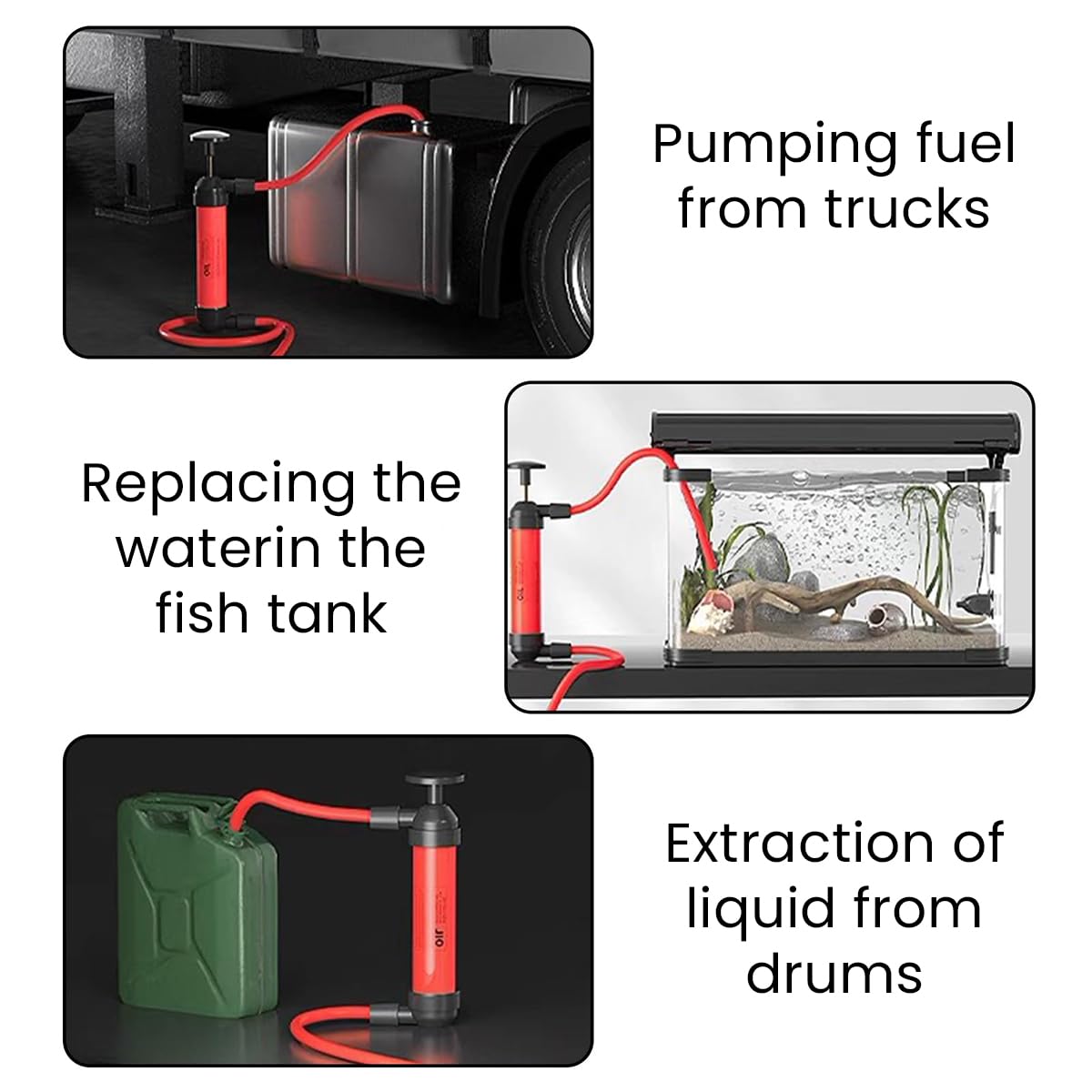 STHIRA Fuel Pump 2 in 1 Manual Air and Fuel Injector with Interchangeable Hoses | Includes Adapters and Nozzle
