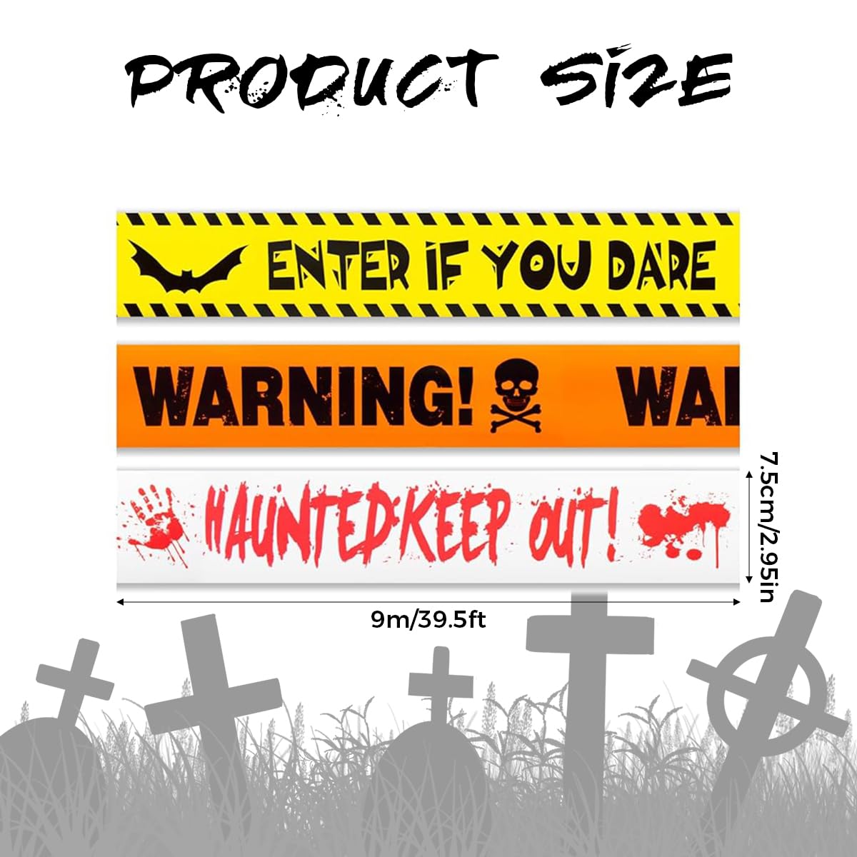 PATPAT Halloween Caution Tape for Haunted Party Decoration with 3 Designs and 27m Length | Non-Adhesive Warning Rolls for Door Window and Stair Decor