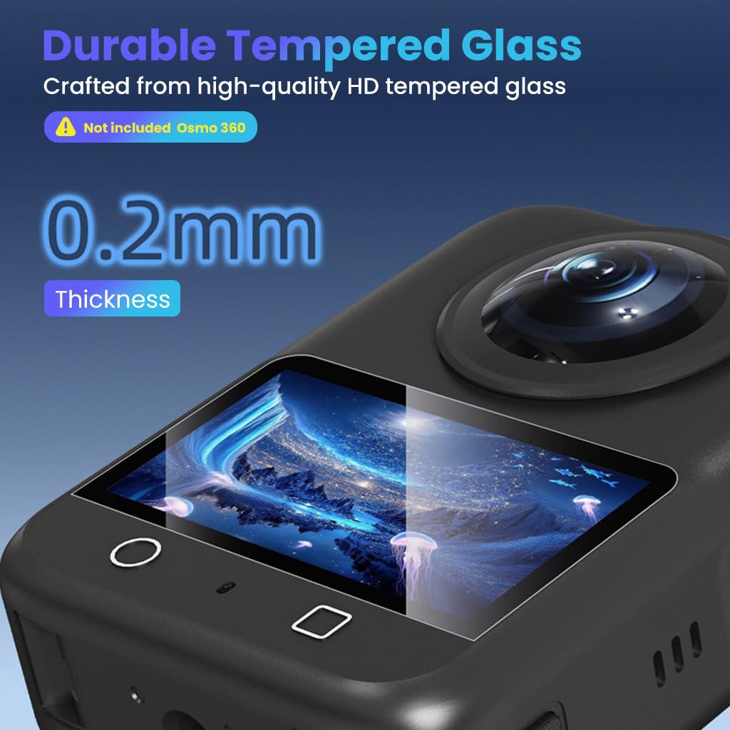 ZORBES Screen Protectors for DJI Osmo 360 with 9H Hardness Tempered Glass & Anti-Glare Clarity