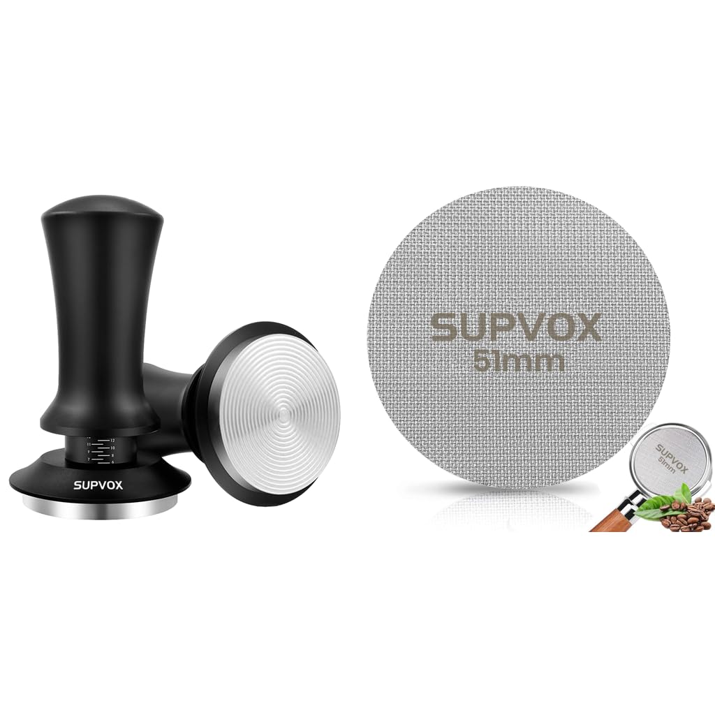Supvox Espresso Coffee Tamper for 51mm Portafilter with Calibrated Spring and Stainless Steel Base