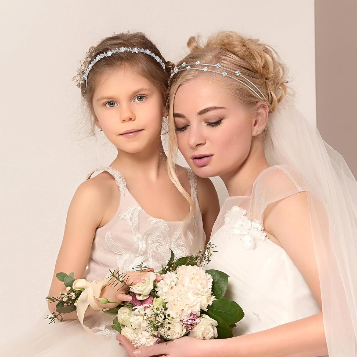 SANNIDHI Hair Bands for Women with Rhinestone Wire Design for Weddings & Parties | 4Pcs Set