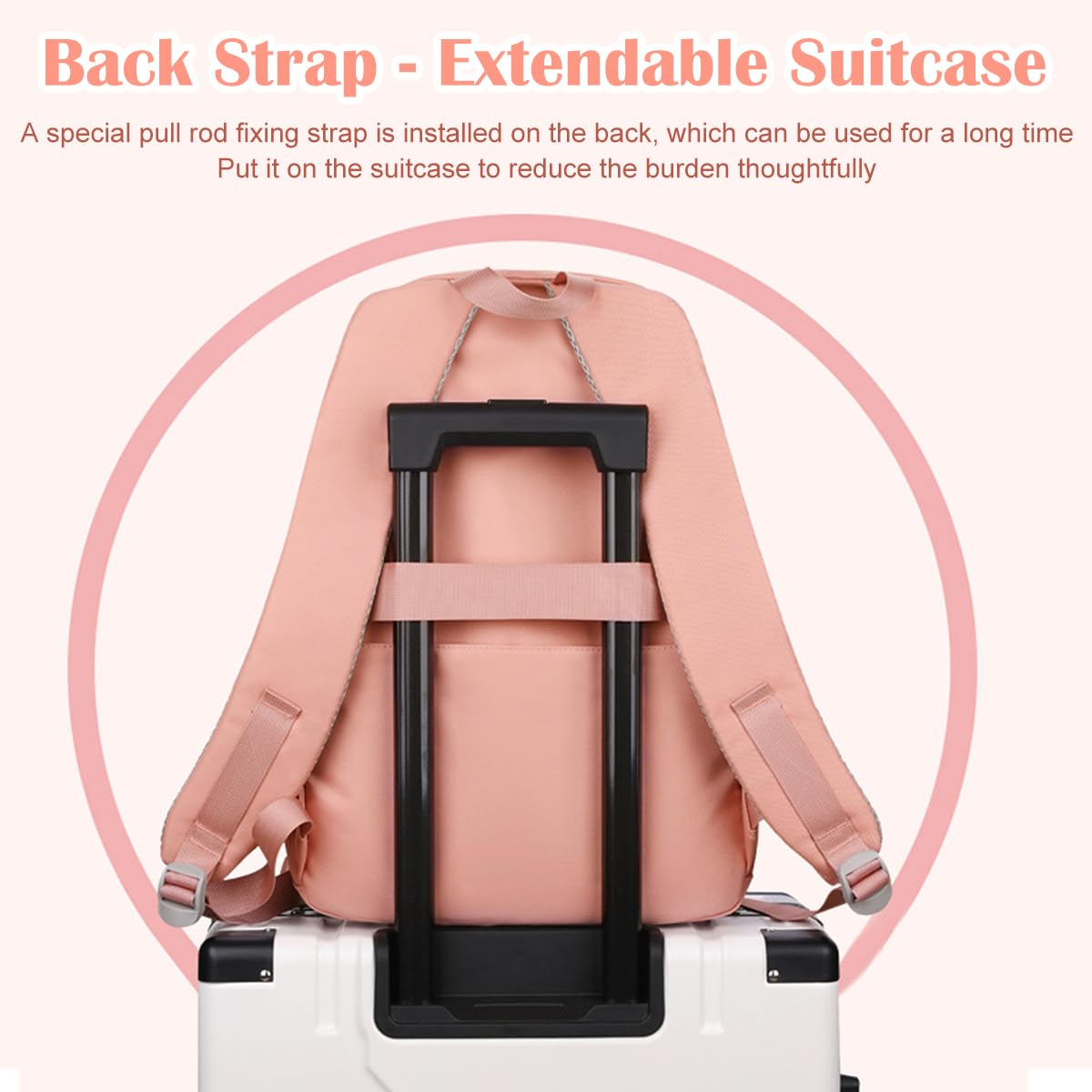 PALAY® School Backpack for Girls Kawaii Bunny Ear Pink 15.6 Inches Laptop Backpack Fashion Nylon Casual Travel Backpack Multi Compartment Book Bag Chirstmas Birthday Gift for Girls, 32x20x43cm