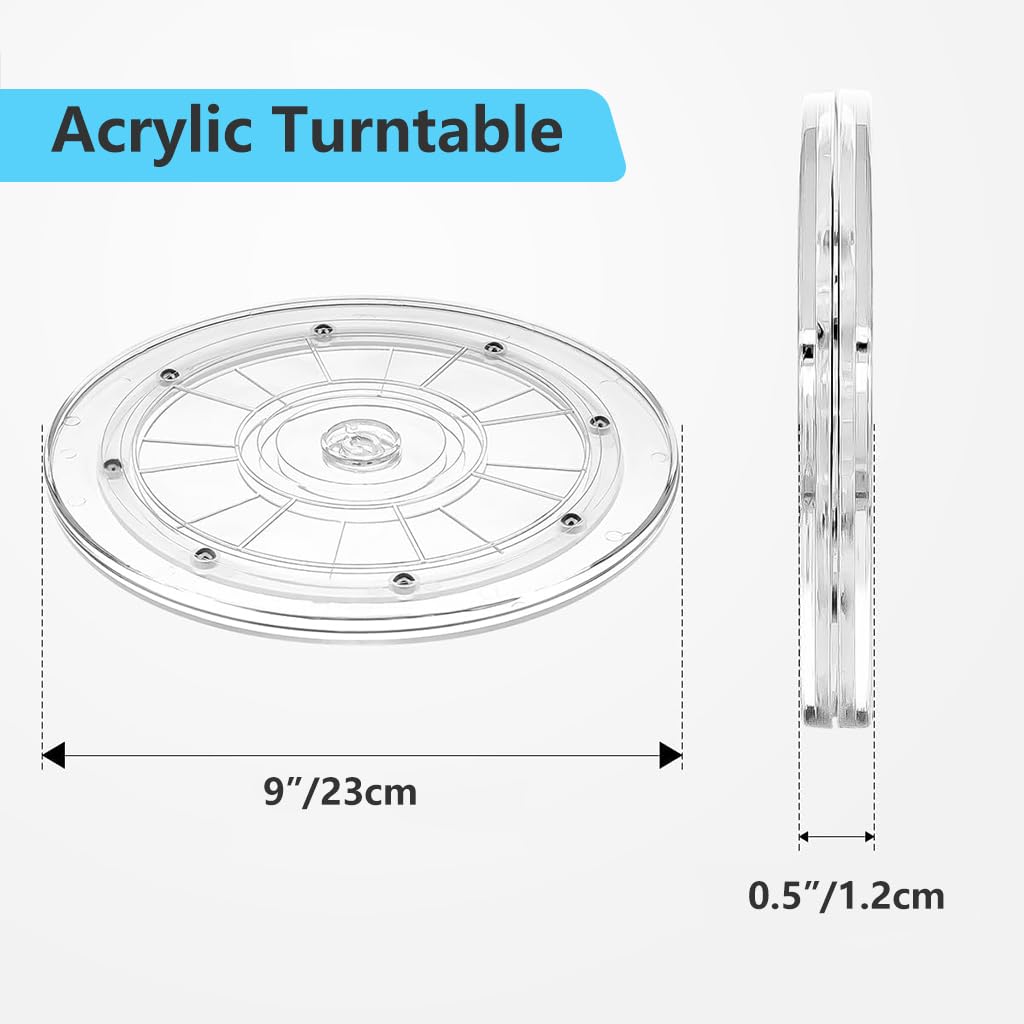 HASTHIP Acrylic Turntable for Product Photography 23cm Display Stand with Silent Bearing | Transparent Rotating Platform