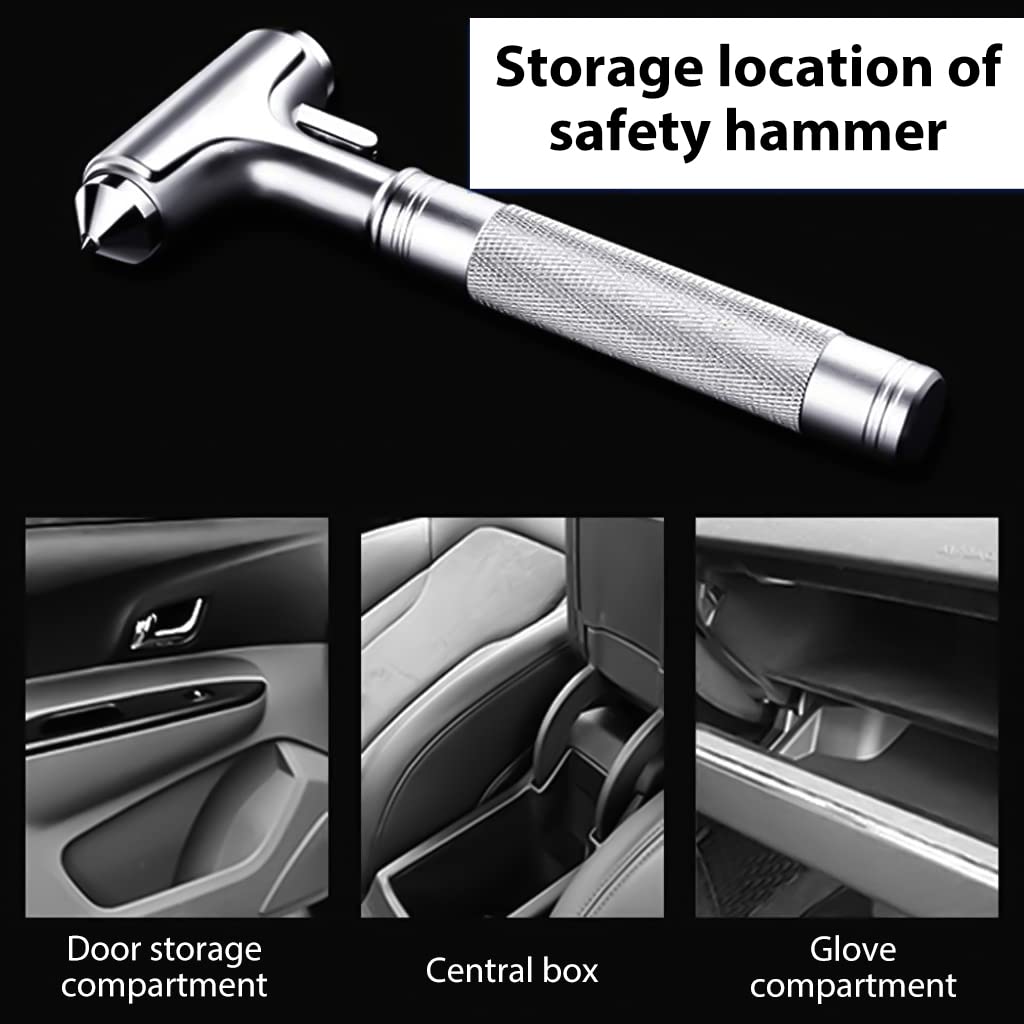 ZIBUYU® 2 in 1 Car Glass Breaker with Seat Belt Cutter Car Safety Hammer Car Emergency Tools Car Mirror Breaker Car Safety Escape Tool Car Accessories Interior - 1