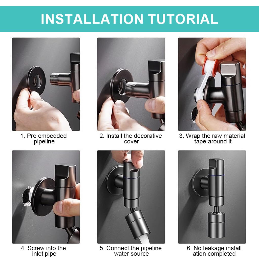 HASTHIP Laundry Faucet for Home with 360° Swivel Spout and Dual Spray Modes | Universal 1/2'' Wall Mount