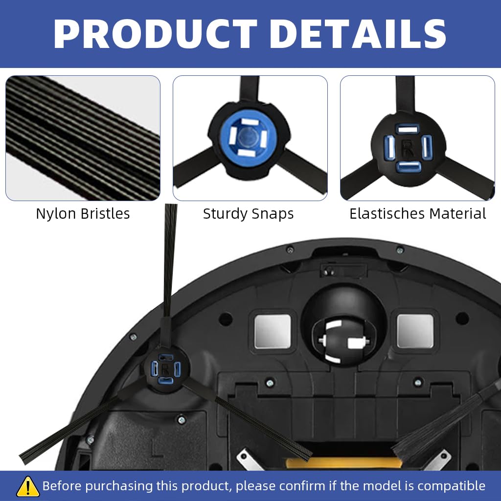 Verilux Side Brushes for ILIFE Robot Vacuum Cleaner 12PCS featuring Anti Tangle Design