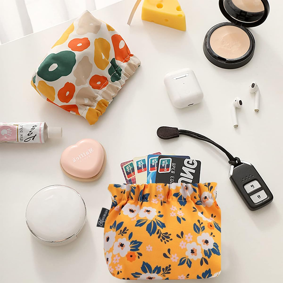 MAYCREATE Small Pouches for Women featuring Self Closing Design and Oxford Fabric | 6pcs 13x13cm Travel Organizer