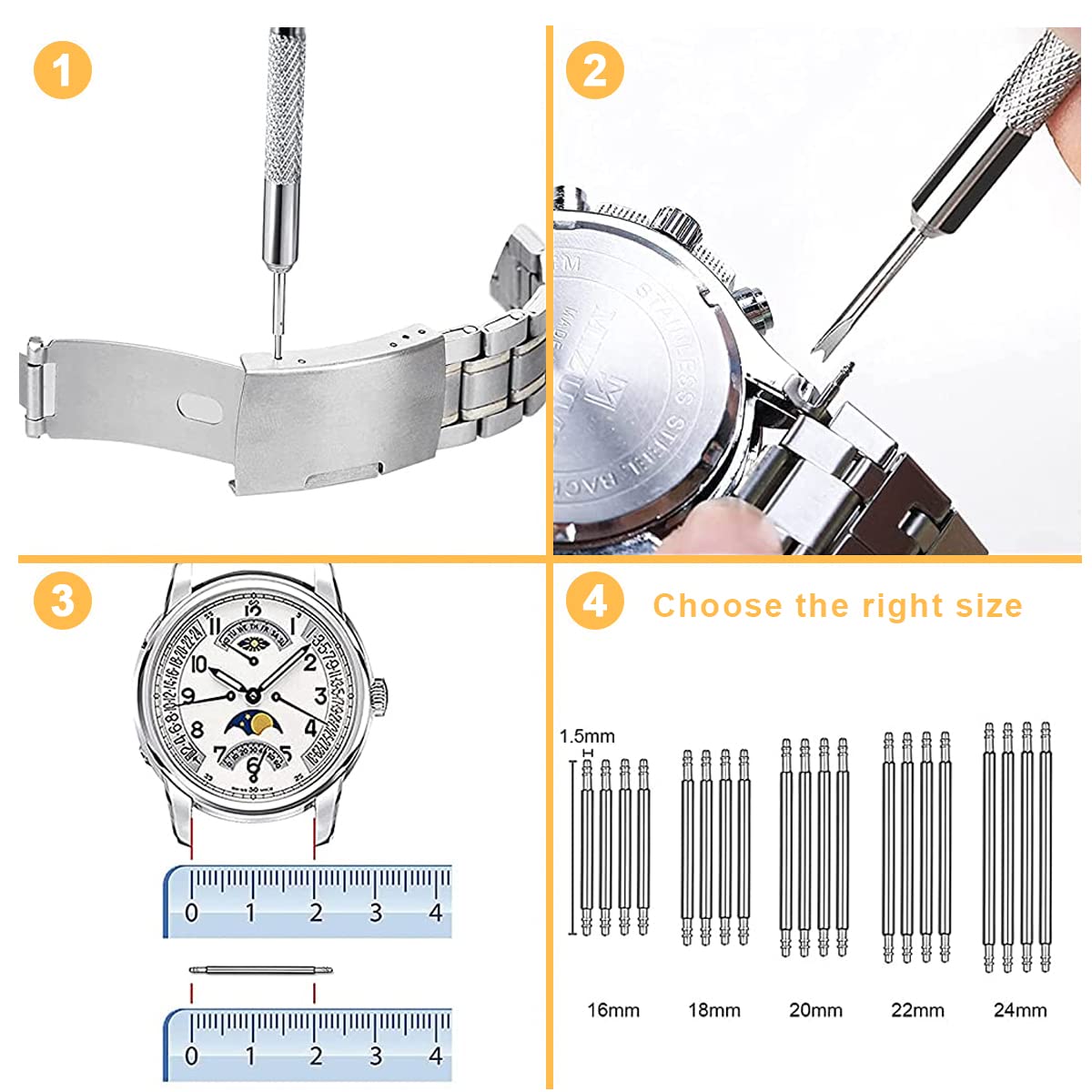 Serplex Watch Repair Tool Kit for Battery and Band Replacement | 20 pcs Set with Adjustable Case Holder up to 50 mm