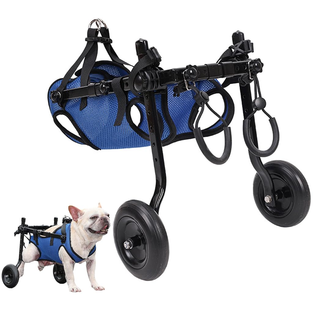 Qpets Dog Wheelchair for Back Legs featuring Double Ring Leash Design and Nylon Frame | Adjustable Fit for Small Disabled Dogs