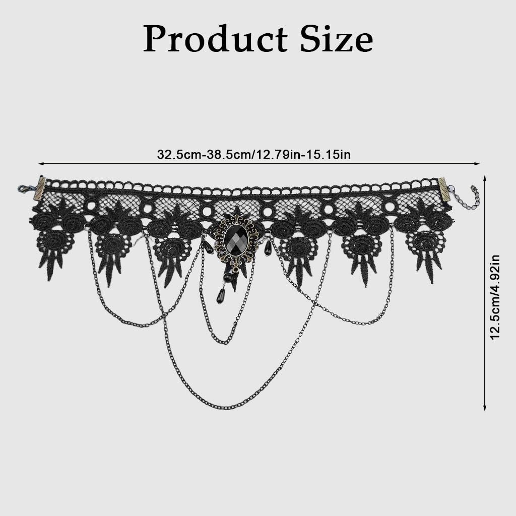 Zibuyu Lace Choker Necklace for Parties with Rhinestone Tassel and Alloy Lace Design
