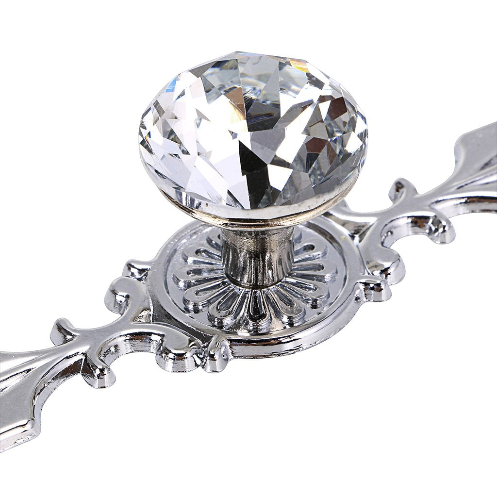 HASTHIP Drawer Knobs for Cabinets and Dressers featuring 4 pcs set with screw-fixed plates | Zinc Alloy and Crystal Glass Design