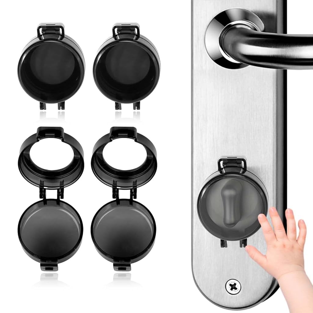 SNOWIE SOFT® 4Pack Child Proof Deadbolt Lock, Door Safety Deadbolt Lock for Kids, Universal Size Deadbolt Child Safety Lock Cover Fits Most Deadbolt