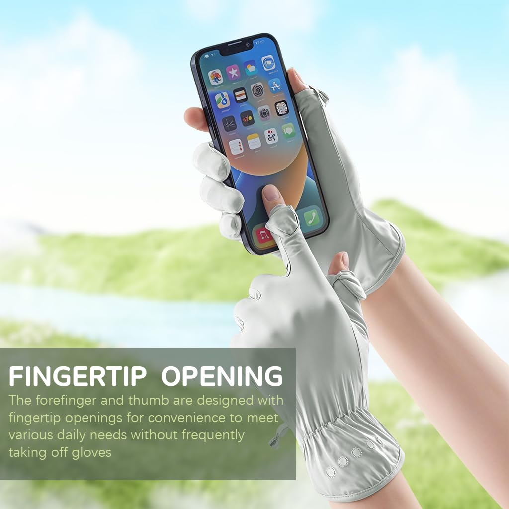 PALAY Women’s UV Protection Gloves for Driving and Riding with UPF 50+ Ice-Silk Nylon | Anti-Slip Open Palm Design