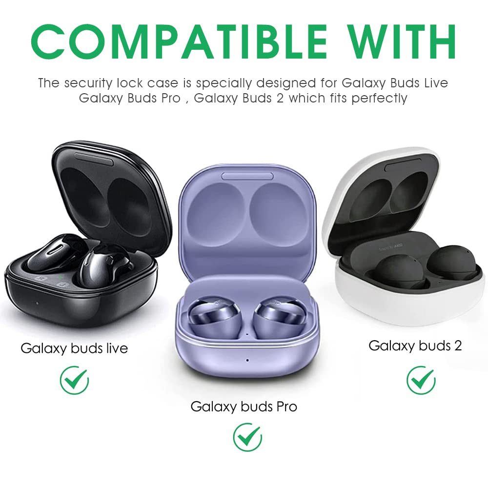 ZORBES Protective Case for Samsung Galaxy Buds Pro 2 and Live with Safety Lock and Keychain