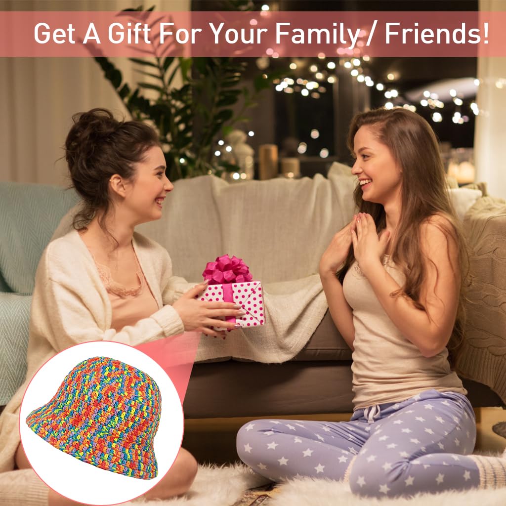 PATPAT DIY Crochet Hat Material Kit for Beginners with Variegated Cotton Yarns | Adult Handmade Gift