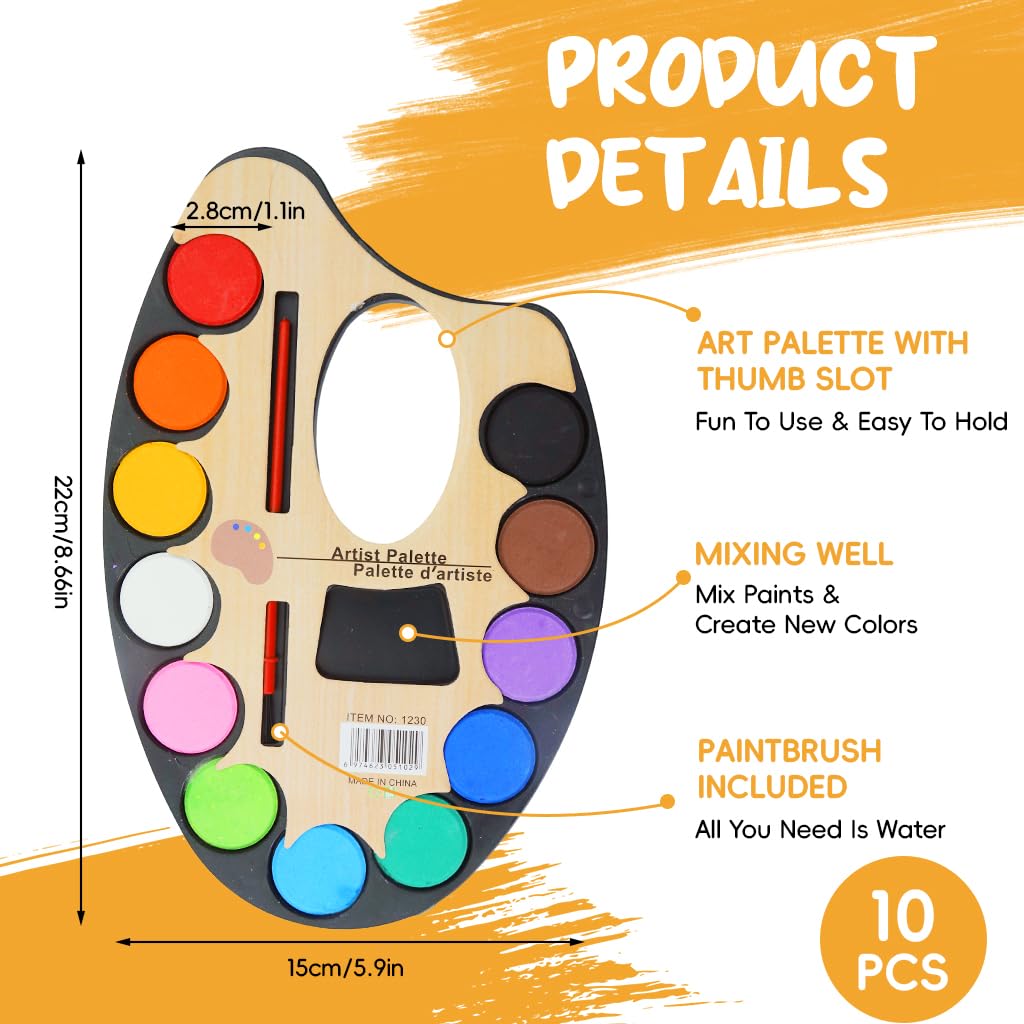 PATPAT Artist Palette for Kids with 12 Water Based Colors and Brush | Safe Non Toxic Set