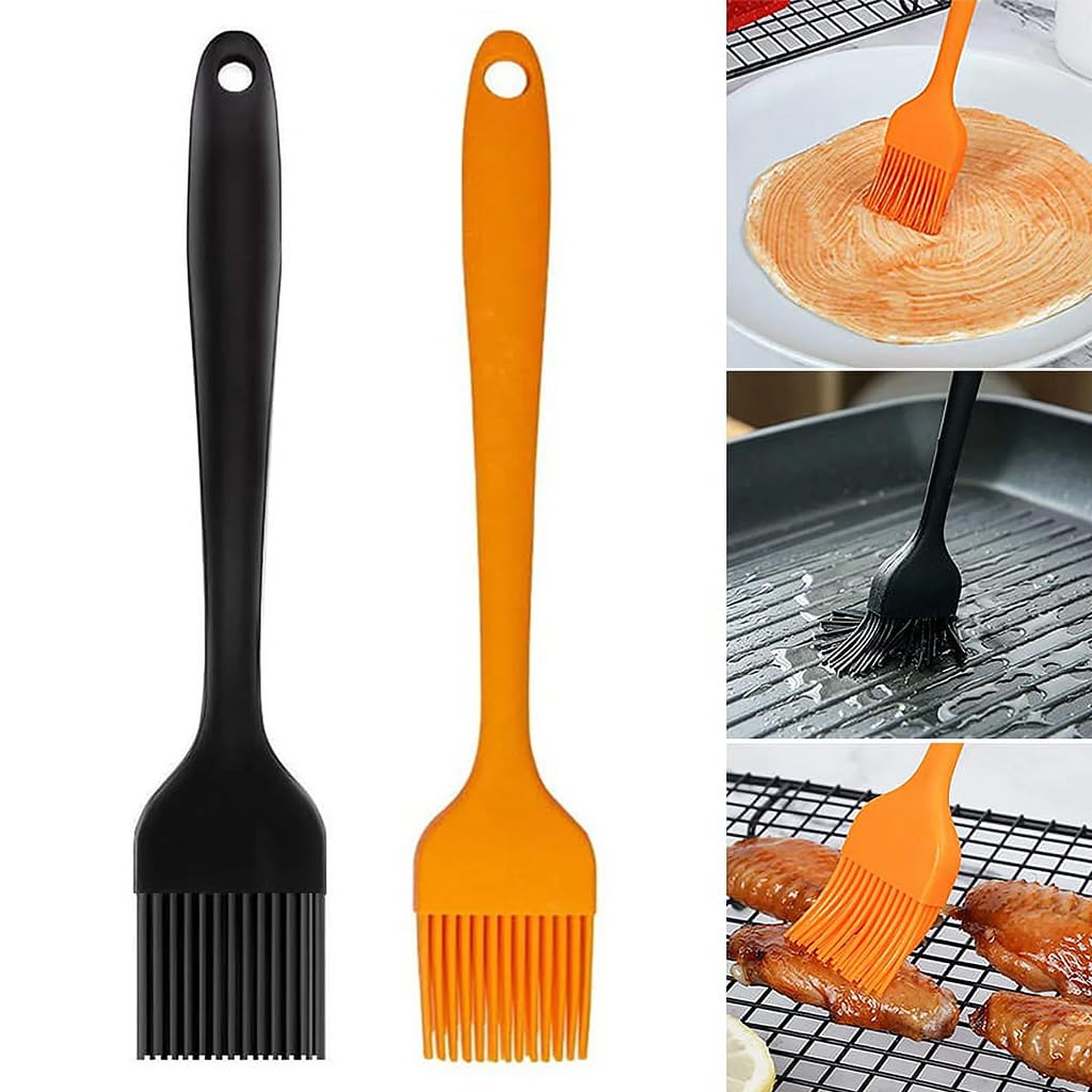 HASTHIP Silicone Oil Brush for Cooking and BBQ with 10.6 in Handle | 2Pcs Food Grade Heat Resistant Set