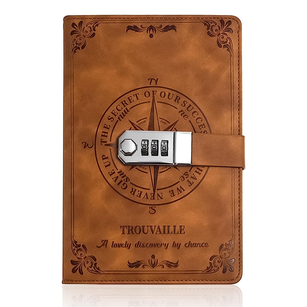 HASTHIP Lock Diary for Personal Writing with 3‑Digit Password Lock and A5 200 Pages Brown