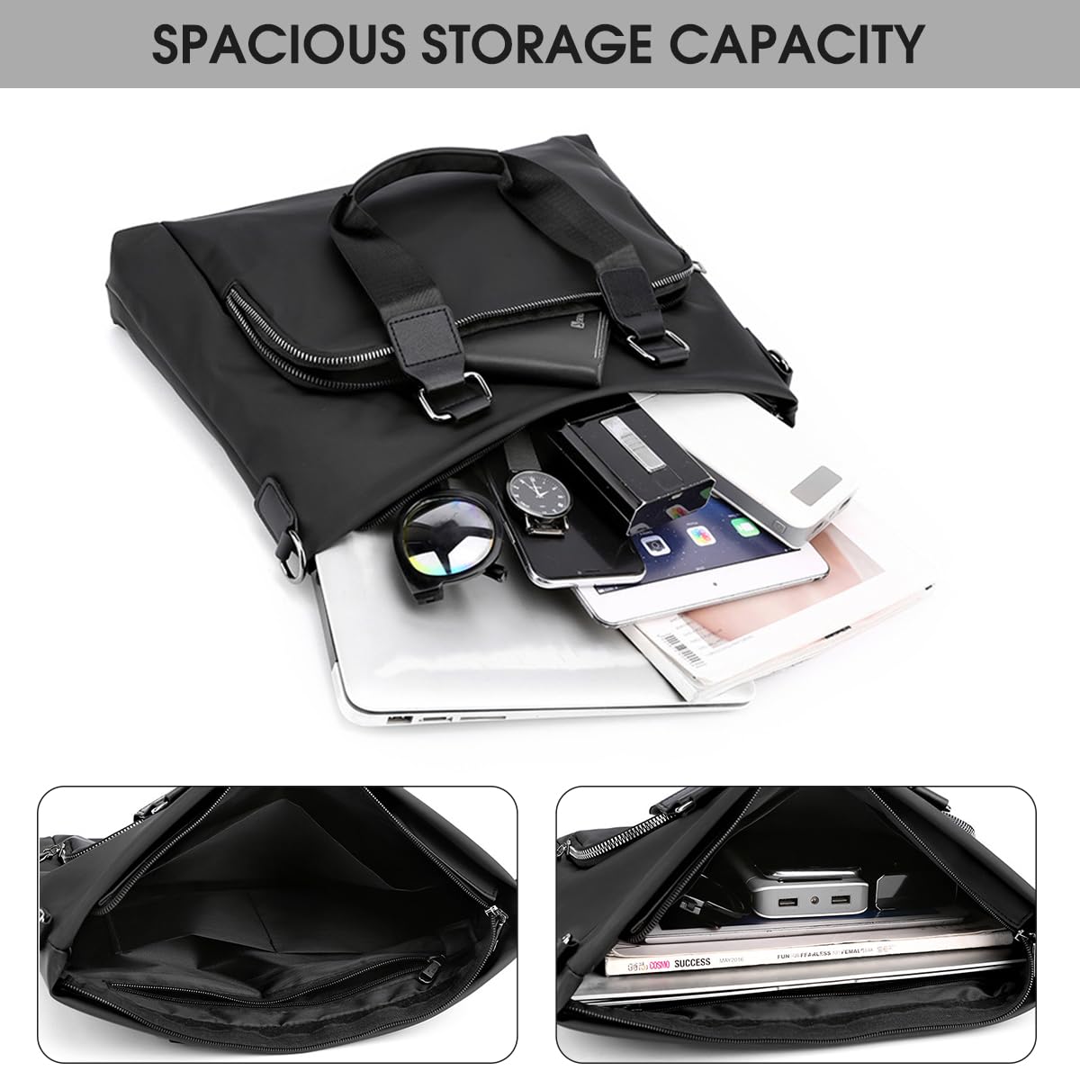 GUSTAVE Office Bag for Man with 14 inch Laptop Storage featuring Waterproof Nylon | Business Messenger for Work and Travel
