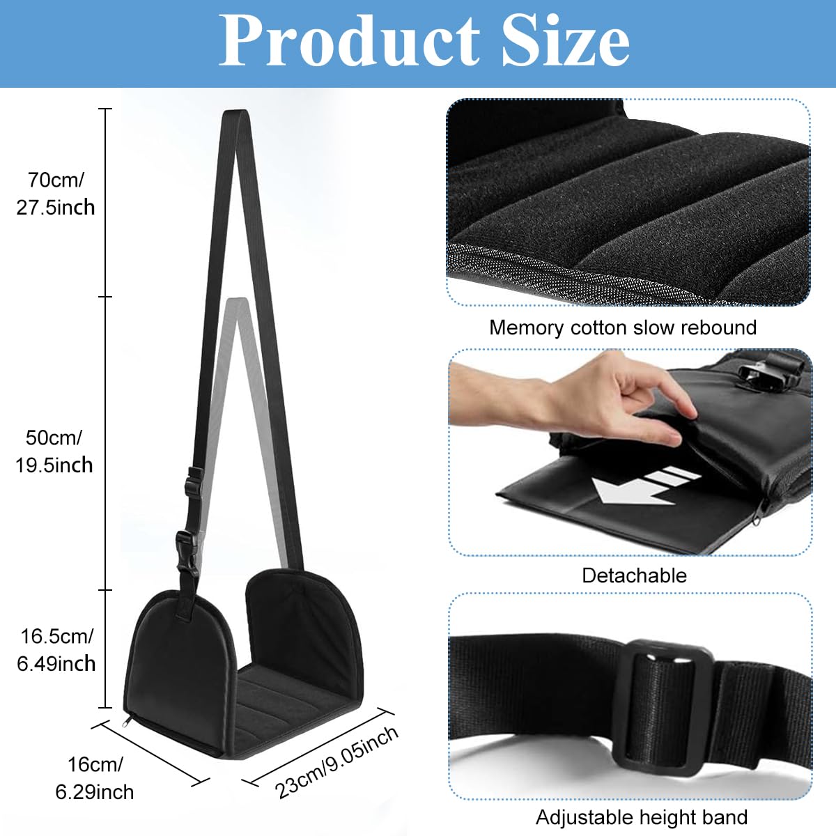 HASTHIP Airplane Footrest for Travel with Adjustable Hanging Straps & Eye Mask | Comfortable Leg Rest