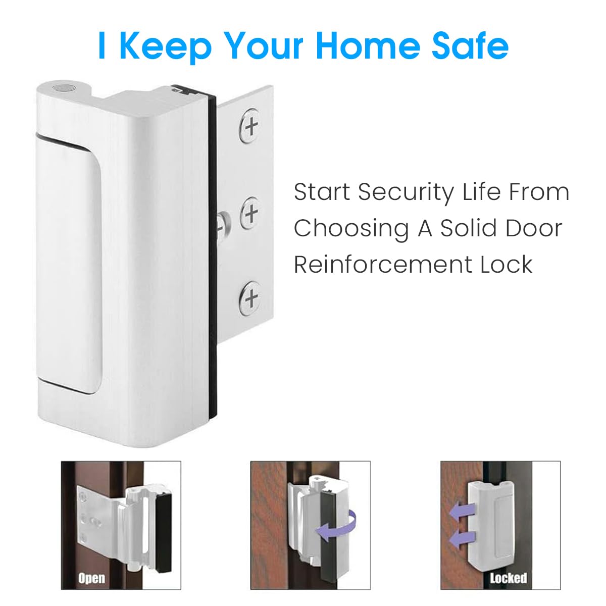 Supvox Child-Proof Cabinet Lock Home Safety Door Lock Cupboard Door, Sliding Door Lock 3 Inches Aluminum Alloy Security Door Lock Screw Mounted Child Security Door Lock for Closet Door