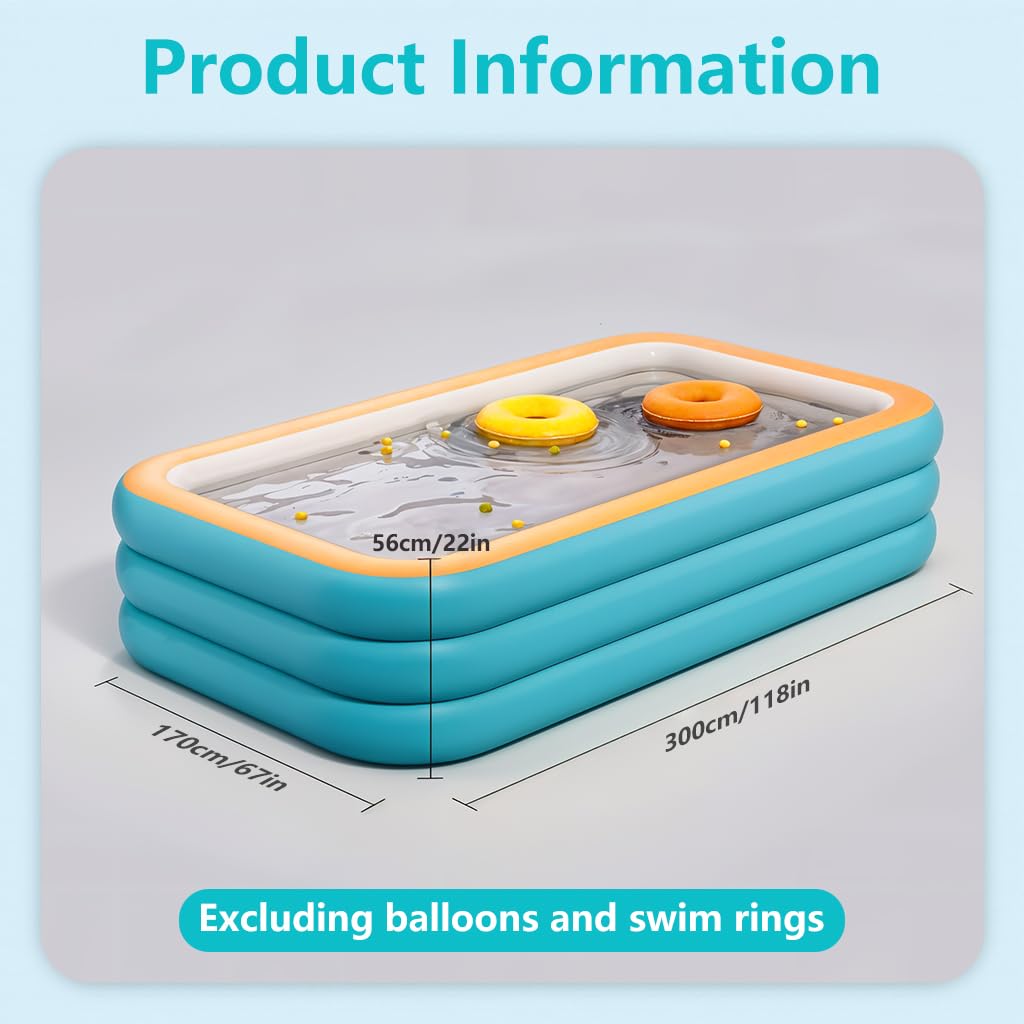 Proberos Inflatable Swimming Pool 300×170×55cm for Backyard Fun with Electric Pump