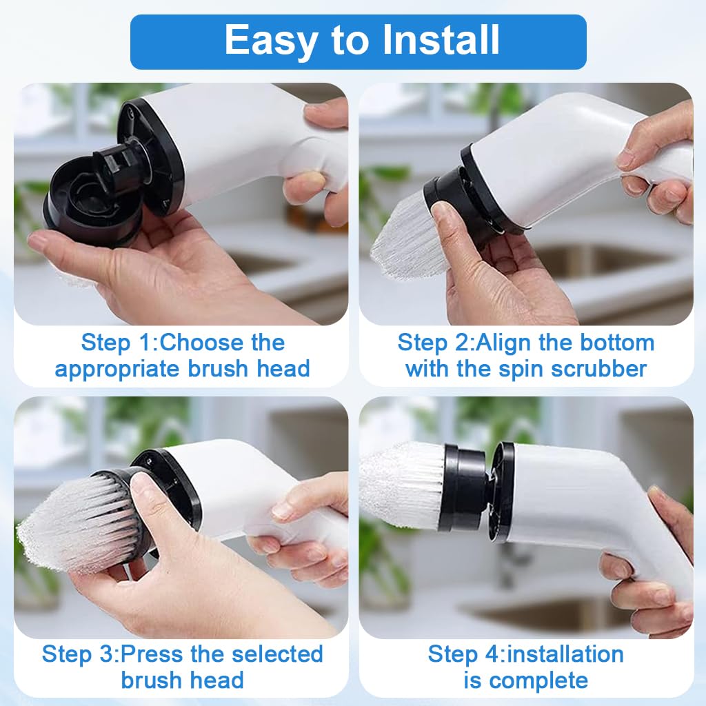 Supvox Replacement Scrub Brush Heads for Multi Surface Cleaning with Nylon Bristles | 4 Pcs Set