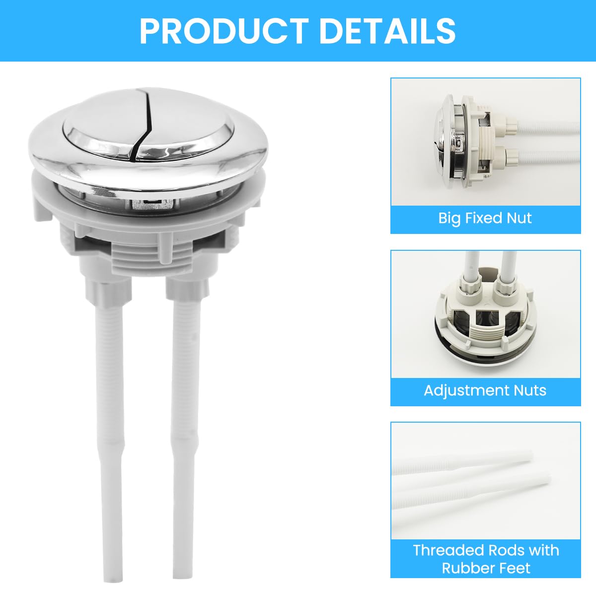 HASTHIP Dual Flush Toilet Button for 48mm 58mm Hole featuring Water Saving Design | Silver