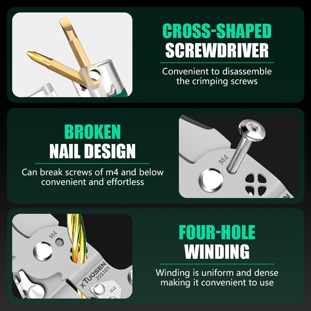 Serplex Multi Wire Stripper for Electrician Repairs with Circuit Test Function and Anti Slip Handle