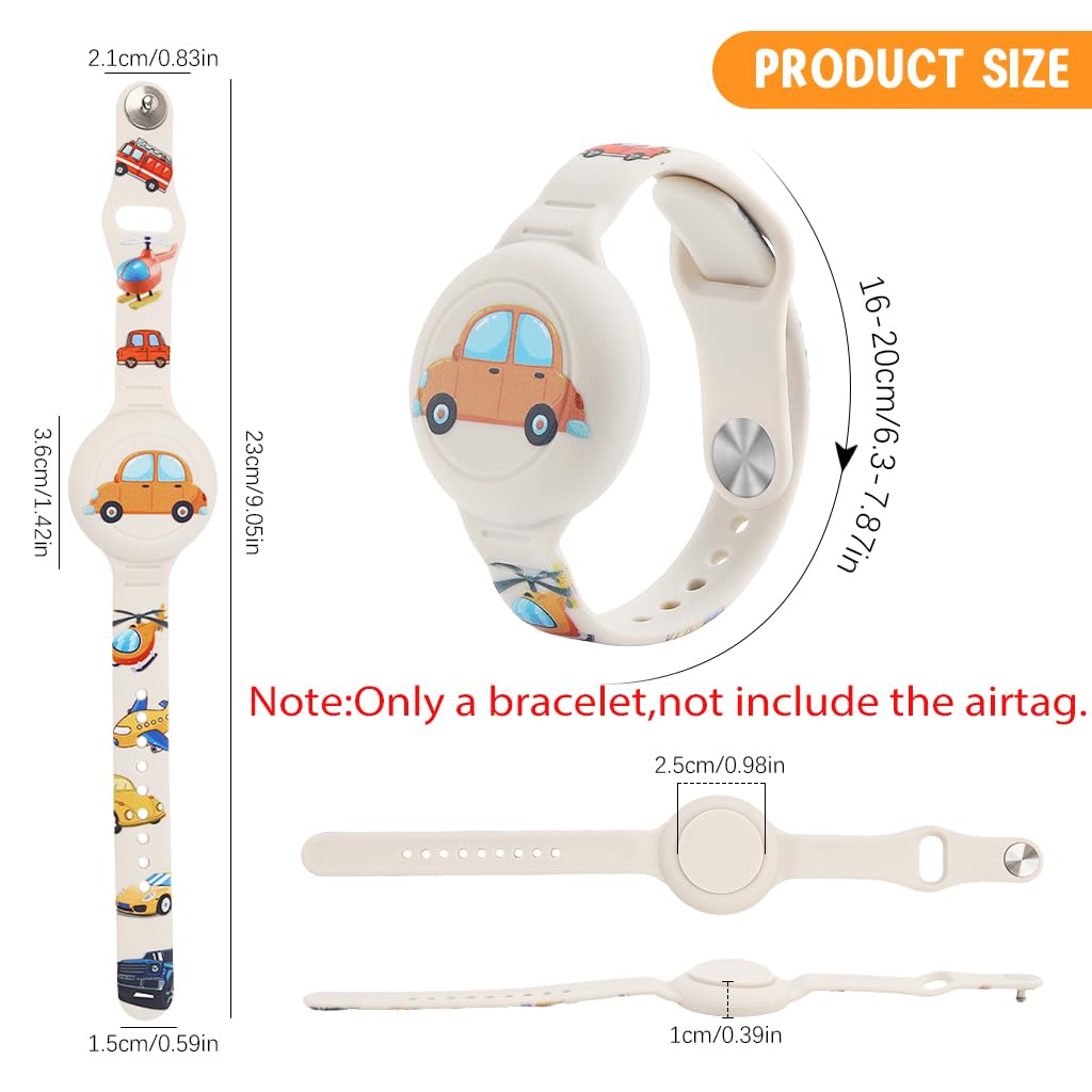 ZORBES Kids AirTag Bracelet for Anti Lost Tracking with 9 Inch Adjustable Silicone Band | Cartoon Design and Full Cover Protection