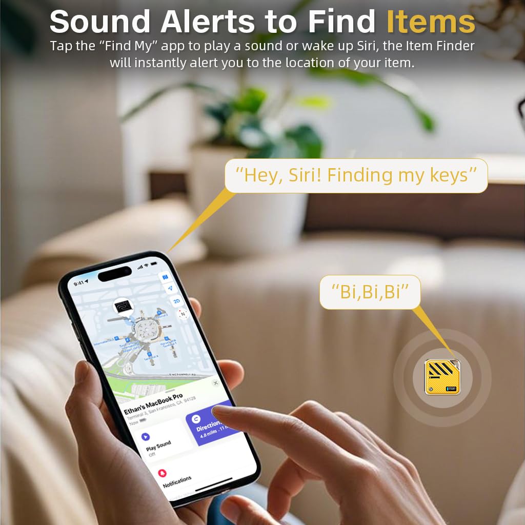 Verilux Air Bluetooth Tracker for Keys and Pets featuring 3.2x3.2x0.94 cm Loop Hole Design | Yellow