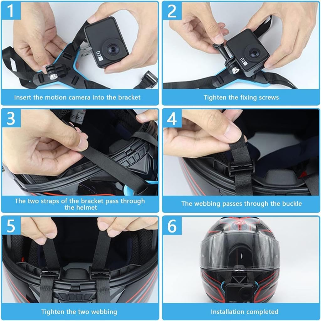 ZIBUYU Motorcycle Helmet Chin Mount for Action Cameras featuring J Hook & Silicone Base