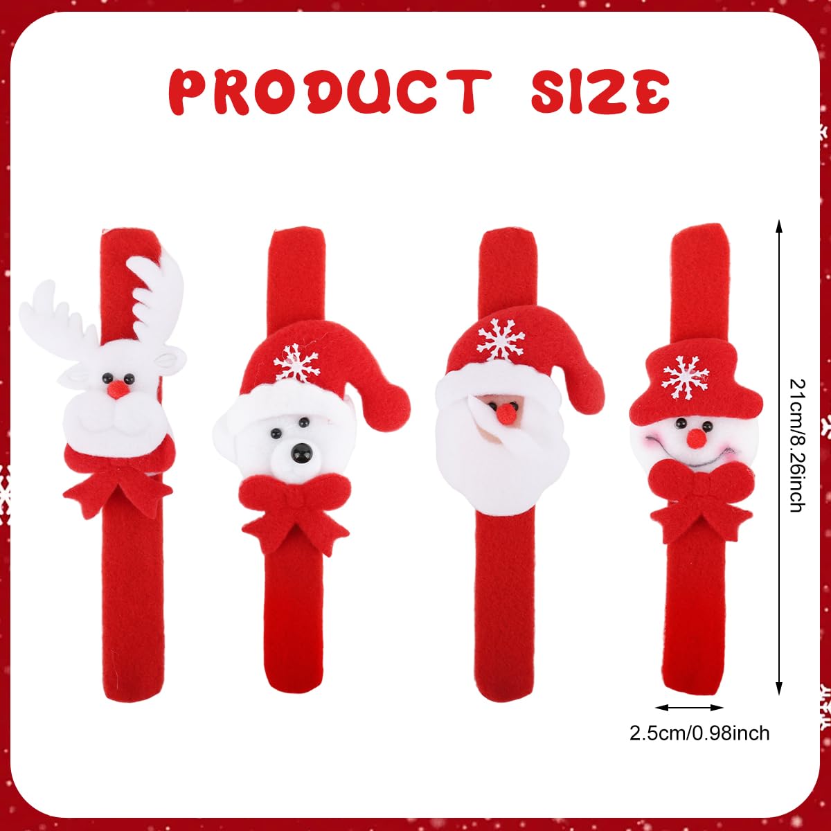 PATPAT Christmas Slap Bracelets for Party Favors with Plush Fabric featuring Santa | Fun Wristbands for Kids and Adults