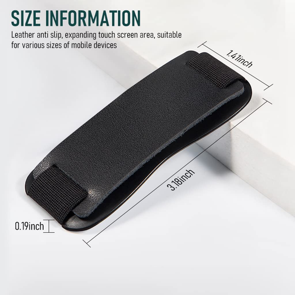 Phone Holder for Hand with Elastic Leather Grip and Self Adhesive Stand | Fits iPhone 11 12 13 14 Pro Max