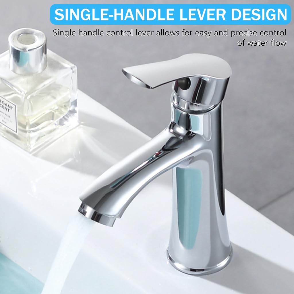 HASTHIP® Bathroom Mixer Tap Bathtub Faucet Single Handle Cold and Hot Faucet Basin Faucet Chrome Finished ABS Modern Mixer Tap for Kitchen, Bathroom