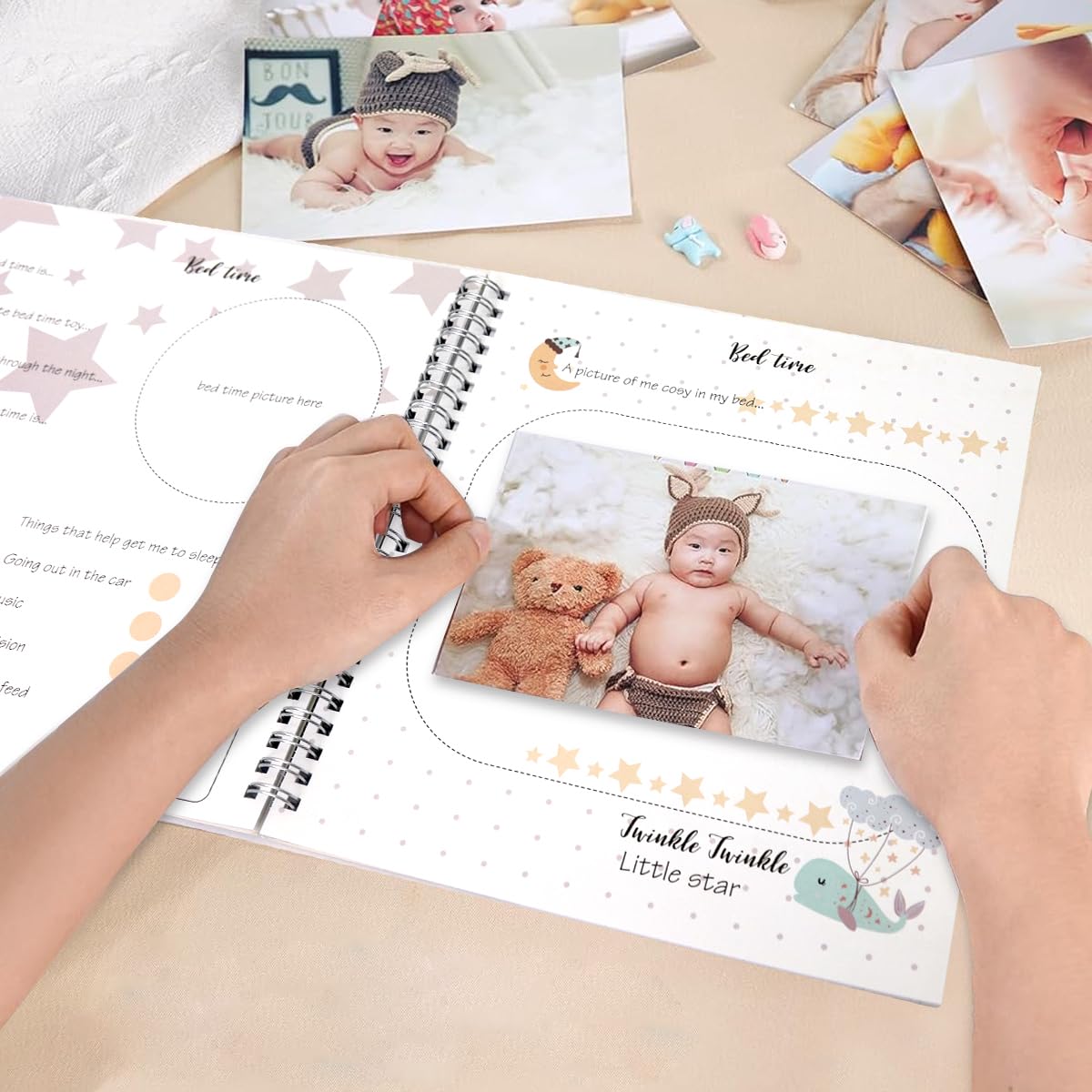 SNOWIE SOFT Baby Memory Book for Newborns with 50 Pages and Decorative Stickers | Photo Scrapbook Album