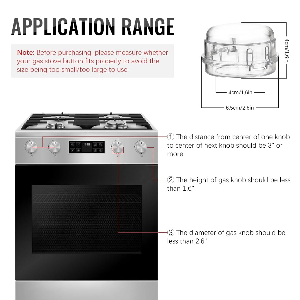 SNOWIE SOFT Gas Stove Knob Covers for Baby Proofing 5Pcs with Snap-on Lid | Transparent Child Safety Guards
