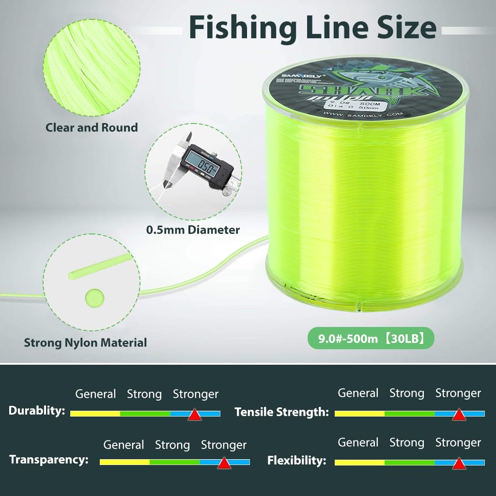 Proberos Nylon Fishing Line for Angling and Crafts featuring 30LB Strength and 500-Yard Spool | Vibrant Yellow 0.5mm Diameter