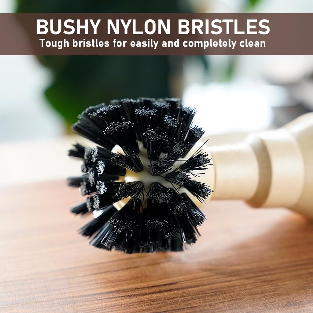 Supvox Portafilter Cleaning Brush for 51mm 54mm Baskets with 360 Degree Bristles and Wooden Handle
