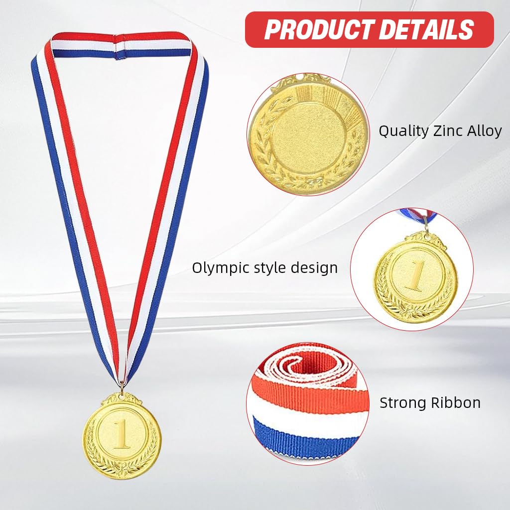 Proberos Award Medals Set for Sports Events and School Competitions | 3pcs 52mm Zinc Alloy with Ribbons
