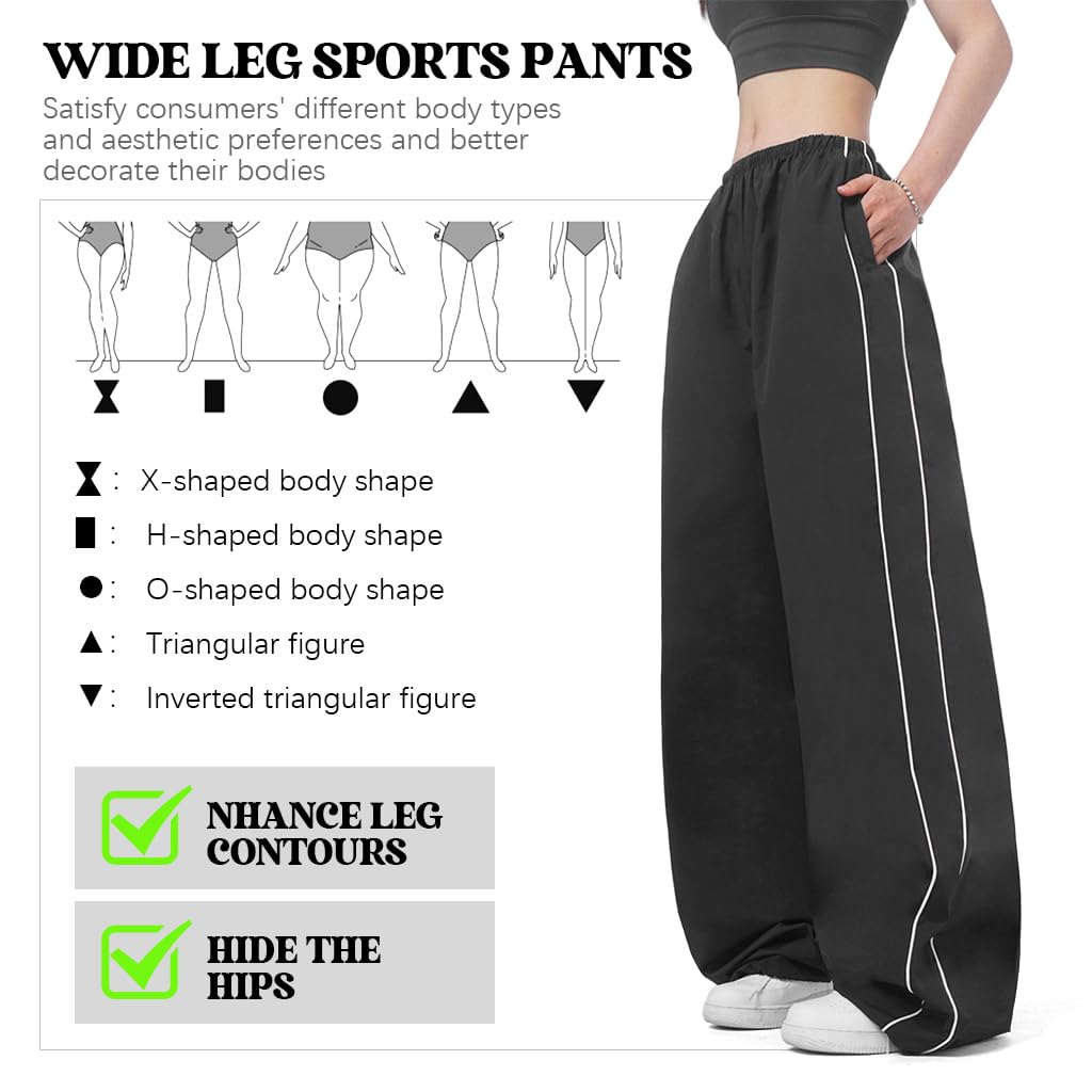 SANNIDHI Womens Wide Leg Sweatpants for Lounge and Workout featuring Quick Dry Polyester | Casual Baggy Joggers with Elastic Waistband and Pockets